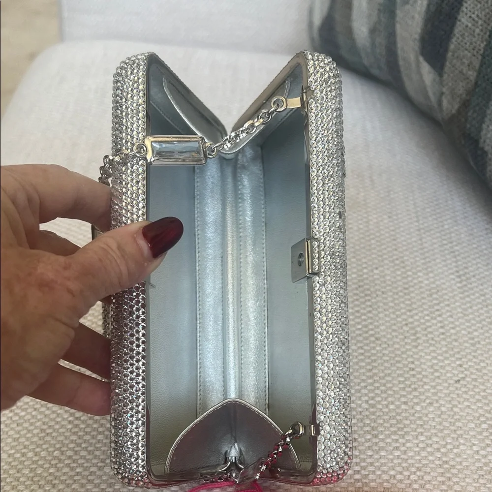 Judith Leiber Sparkling Silver Clutch. 6.5x3.5